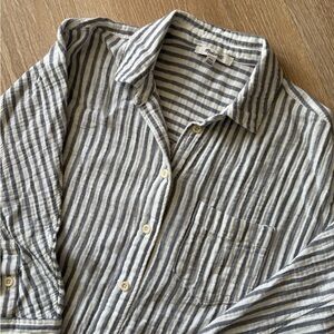 Madewell French Strip 100% Cotton Gauze Button-Up Blouse Shirt size XXS
